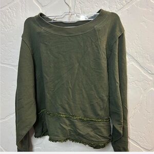 Free People Forest Green Long Sleeve Top